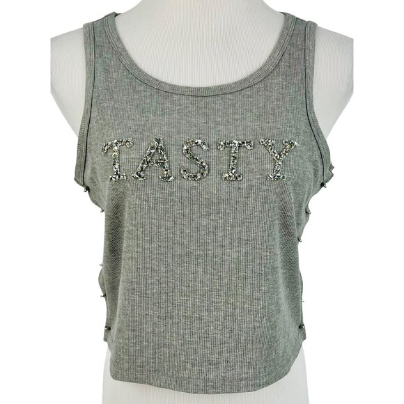 NWOT RARE Akira Gray & Silver Shimmering 3D  "Tasty" & Safety-Pinned Sides Sexy - Picture 11 of 15